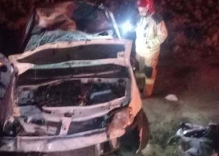 یک جانباخته و سه مصدوم در پی واژگونی خودرو در میاندوآب
